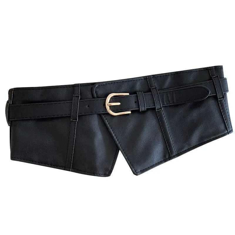 Belt women fashion with dress overcoat design elastic elastic elastic belt black niche with wide version of the belt - Kimlud
