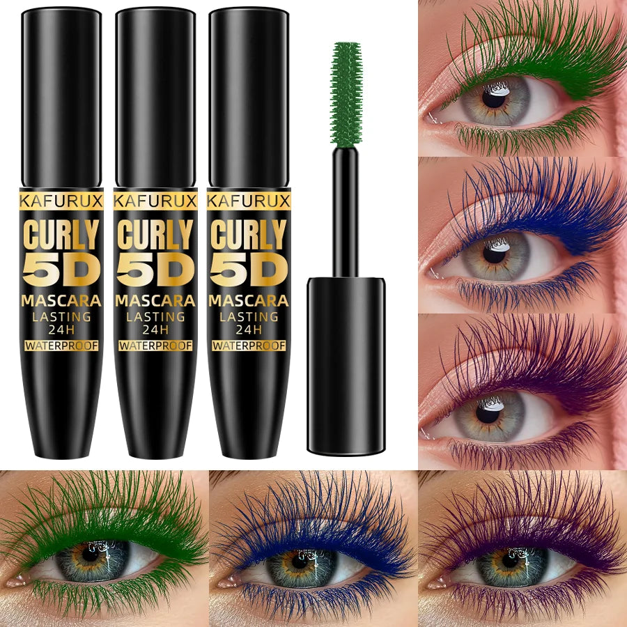 9 Colors 5D Silk Mascara with Big Eye Waterproof Lengthened Sweat-proof Long Lasting Purple Green Black Mascara Korean...