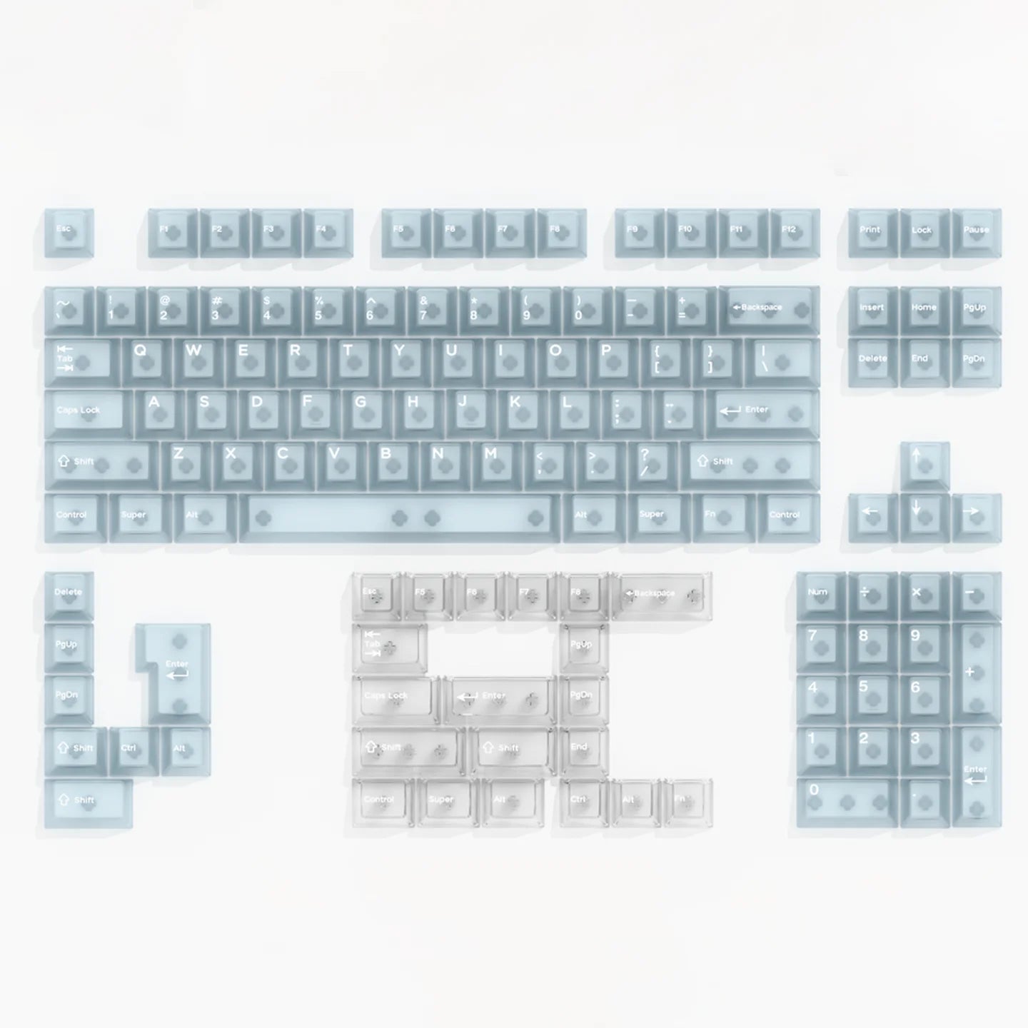 Multicolor Transparent PC Keycaps Cherry profile Shine Through Keycap Sets With Numberpad Key Cap for MX Mechanical Keyboard