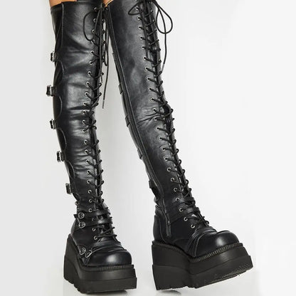 Wedges Long Boots for Women Autumn Winter Over-the-knee Boots Cosplay High Platform Women Boots New High Heel Gothic...