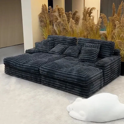 2025 New Vacuum Compression Shar Pei Dog Sofa Italian Minimalist Lazy Sofa Thick Striped Cloud Velvet Villa Large Sofa...