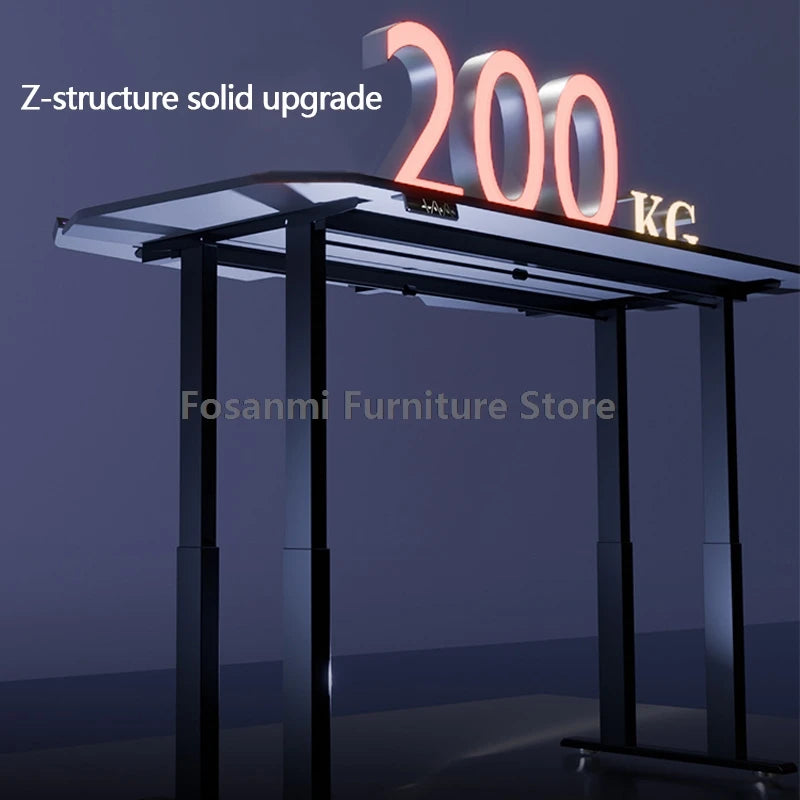 Gaming Desk with Light Large Tabletop Stable High Quality Home Room Computer Desk Gamer Electric Height Adjustment Motion Table