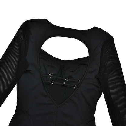 New Sexy Tights Jumpsuit Women Slim Stretchy Sexy Backless Pancil Pants Rompers Long Sleeve Streetwear Spring Autumn 64037 - Kimlud