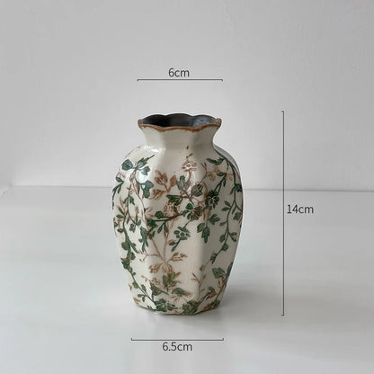 New Chinese ceramic vase dried flower water flower arrangement retro living room entrance decoration ornament small and fresh