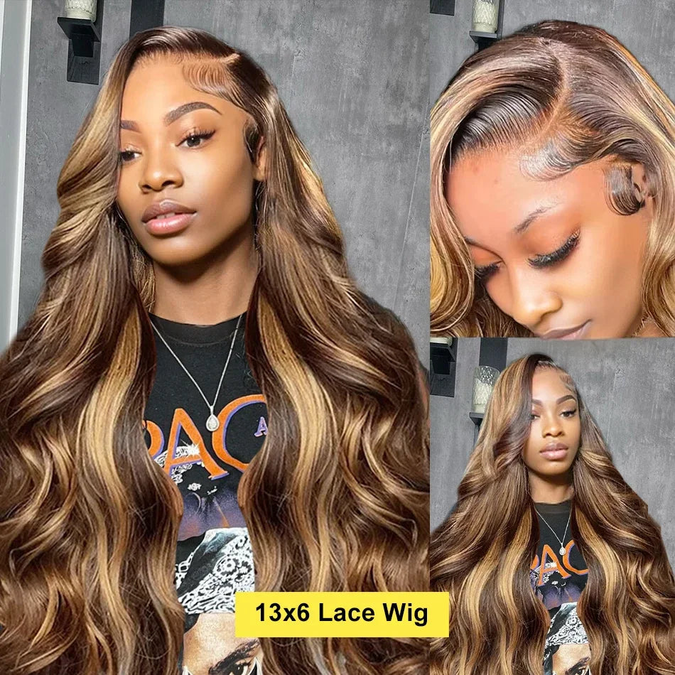 Honey Blonde P4/27 Colored Body Wave Highlight Human Hair Wig 13x6 HD Lace Frontal Wig Pre-plucked 13x4 Hd Lace Front Hair Wigs