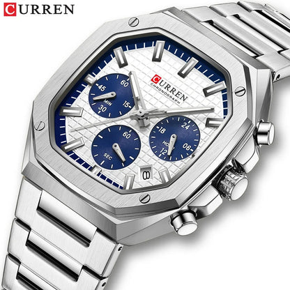 CURREN Men Watch Top Brand Luxury Sports Quartz Mens Watches Full Steel Waterproof Chronograph Wristwatch Men Relogio Masculino