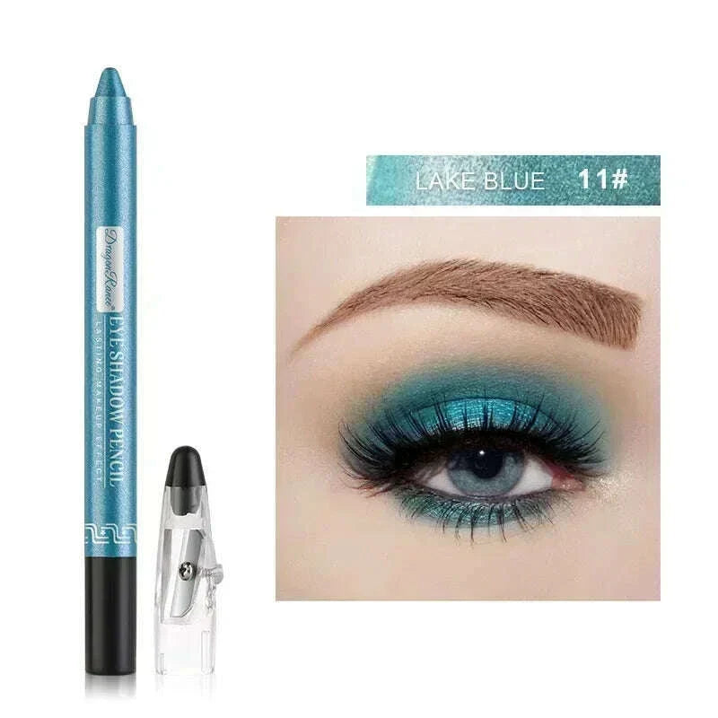 Pearlescent Eyeshadow Pen with Pencil Sharpener Fine-shine Lying Silkworm Pencils Highlighter Multi-use Eye Shadow Stick Makeup