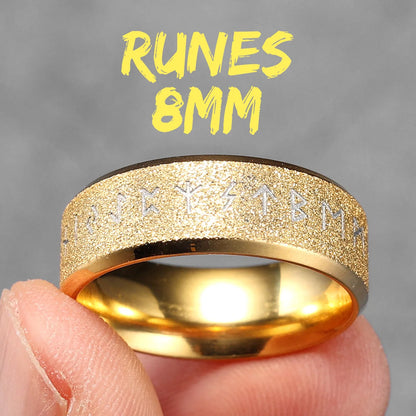 Viking Runes Simple Matte Shiny Stainless Steel Men Rings Punk New In For Male Women Fashion Jewelry Creativity Gift Wholesale