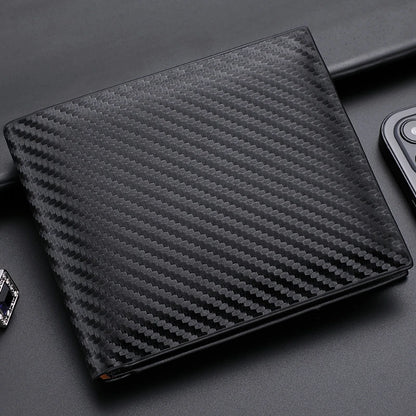 Men's wallet new carbon fiber multi slot zipper change bag card bag wallet men's short version