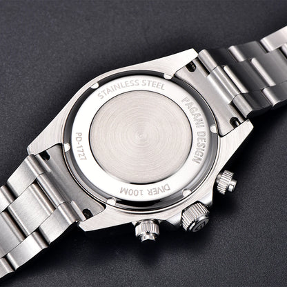 New PAGANI DESIGN Stainless Steel Bracelet Men's Quartz Watch Luxury Sapphire Glass Chronograph VK63 Men's Reloj Hombre Watch