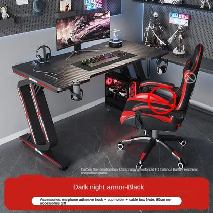 Minimalist Carbon Fiber Computer Desks for Bedroom Single Desktop Gaming Desk Nordic Office Furniture Home Study Reading Desk H - Kimlud