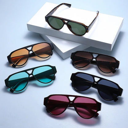 SO&EI Fashion Oversized Pilot Double Bridges Women Sunglasses Retro Rivets Men Red Green Shades UV400 Sun Glasses |...