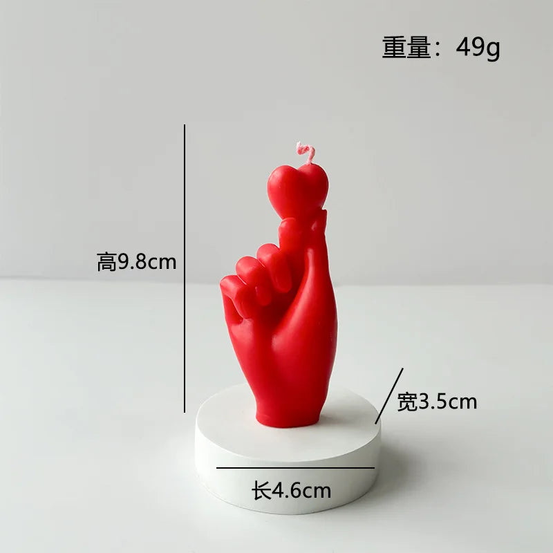 1pc 3D Heart Gesture Aromatherapy Candles DIY Scented Candles for Wedding Valentine'S Day Decoration Artistic Gift Set Coco