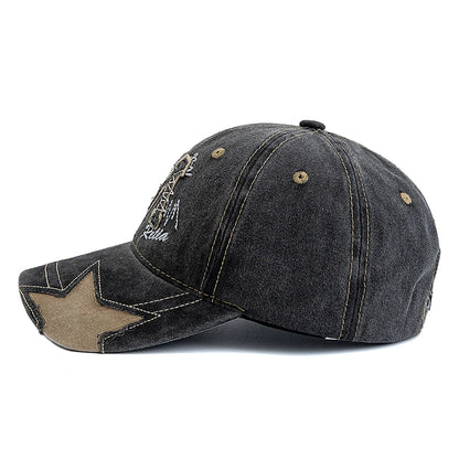 New Style Unisex Retro Baseball Cap M Letter Embroidery Dad Hat Star shaped Style Women And Men Outdoor Washed Cotton Cap