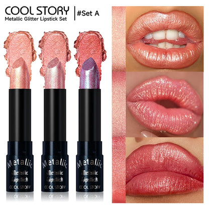 15 Colors Metallic Purple Chameleon Lipstick Waterproof Long Lasting Pearlescent Glitter Diamond Lipstick Halloween...