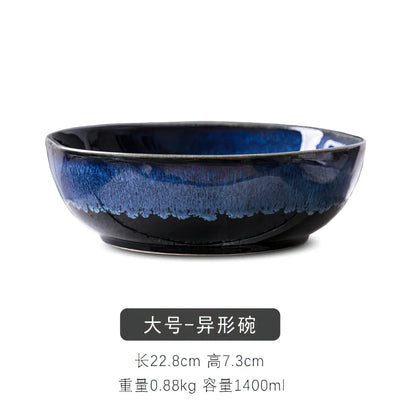 1 Pcs Bone China Bowl Tableware Blue Janpan Rice Soup Dinner Service Retro Ceramic Dinnerware Restaurant Home Kitchen...