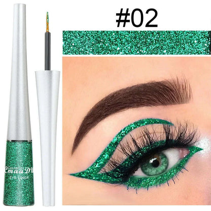 Glitter Liquid Eyeliner Pearlescent Diamond Eyeshadow 16 Color Sequins Blue Silver Pink Rose Gold Mini Fine Brush Eyeline Makeup