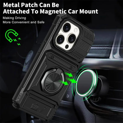 Case For iPhone 16 15 14 13 12 11 Pro Max XS XR 8 7 Plus Magnetic Rotated Ring Kickstand Heavy Duty Drop Protection Wallet Cover - Kimlud