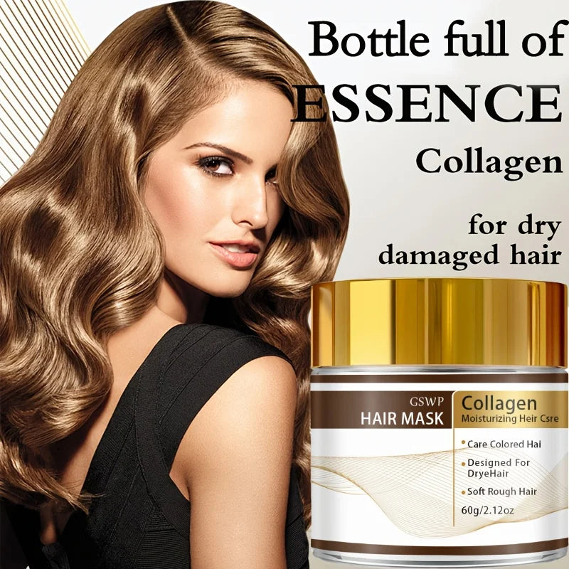 GSWP Moroccan Collagen Hair Mask, containing glycerin, collagen, and biotin, deeply moisturizes, leaves hair smooth. 60/120/180g - Kimlud