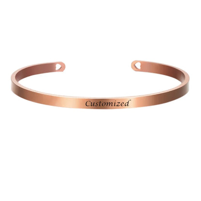 Customized Coordinate Engraved Name Text Heart Hole Cuff Bangle Personalized Bar Necklace Stainless Steel Bracelet Men...