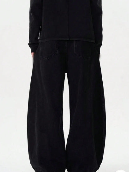 High Streets Summer Men's Jeans New American Wide Leg Curved Knife Denim Pants Loose Solid Color Male Trendy Trousers