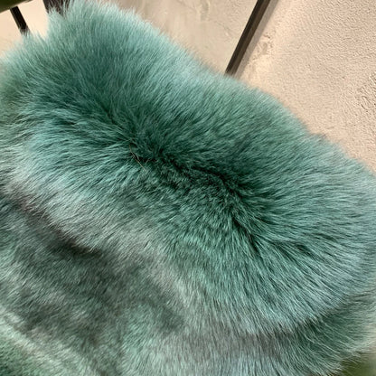 Women's Full Pelt Real Fox Fur Hooded Jackets, Long Sleeve Outwear, Winter Bomber, Female, 902