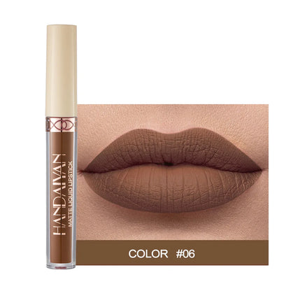 Handaiyan 12 Colors Matte Dark Purple Lip Gloss Longlasting Red Nude Nude Liquid Lipsticks Non-stick Cup Lip Tint Makeup Pigment