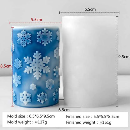 3D Relief Cylinder Christmas Snowflake Elk Silicone Candle Mold Christmas Tree Santa Aroma Plaster Mold Candle Making Supplies