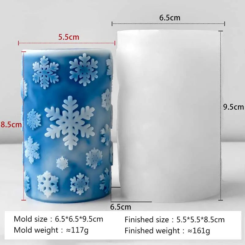 3D Relief Cylinder Christmas Snowflake Elk Silicone Candle Mold Christmas Tree Santa Aroma Plaster Mold Candle Making Supplies