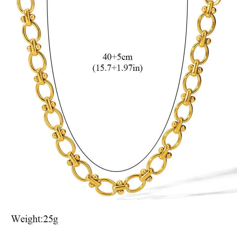 EILIECK 316L Stainless Steel Metal Chain Necklace For Women Fashion 18K Gold Plated Neck Chain Waterproof Jewelry Lady Gift