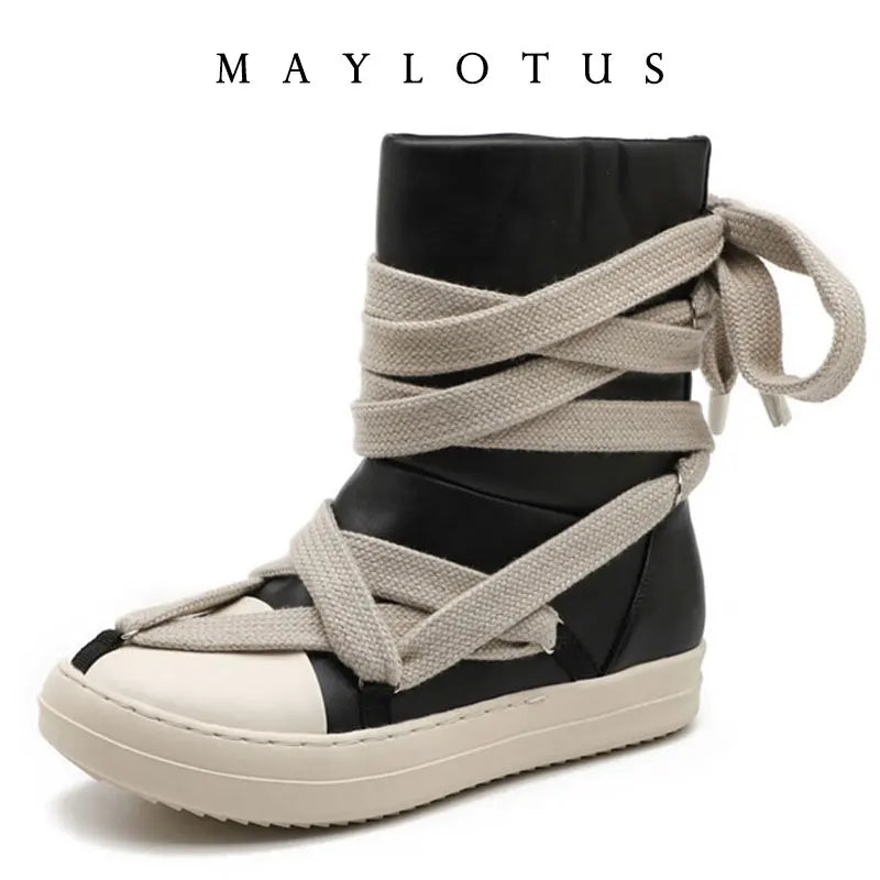 Size 35-46 High Quality Sneakers Platform Corss Tied Men's Casual Boot Shoes Women Sneakers Designed Causal Flats Ankle Botas