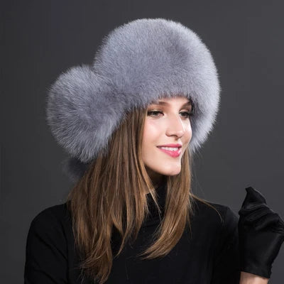 Women Natural Raccoon Fur Caps Ushanka Hats for Winter Thick Warm Ears Fashion Bomber Pom Pom Hat Lady Real Fox Fur Cap Pompon