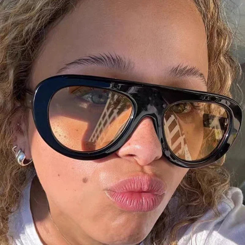 Vintage Luxury Brand Designer Oversized Pilot Sunglasses Women For Men Shades Big Frame Windproof Popular Punk Sun...