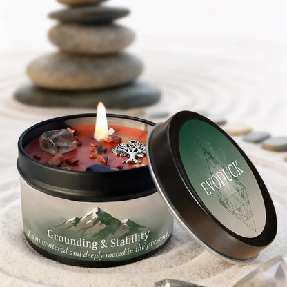 EVDUCK 3oz Scented Candle, Vetiver & Cedarwood Scent with Crystals, for Gifting Suitable for Christmas, Halloween Female Friends