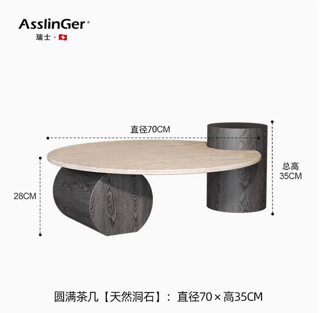 Stone Italian Side Table Nordic Natural Travertine Unique Wood Coffee Table Round Stone Designer Stolik Kawowy Home...