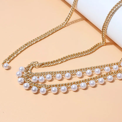 Pearl metal high-end waist chain with a simple and versatile temperament, multi-layer body chain, spicy girl street...