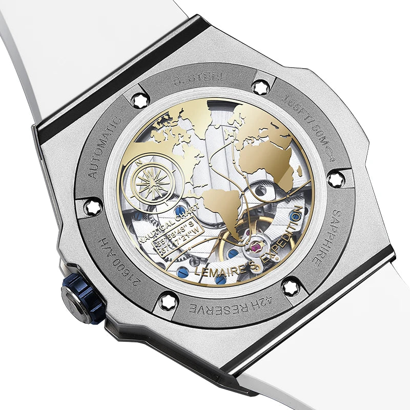 2025 Man Mechanical Watches for Men Sport Analog Automatic Wristwatches with Silicone Strap Stainless Steel Waterproof Reloj