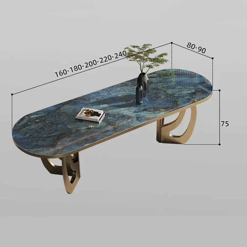 luxury Kitcjen Dining Table Set 6 People Desk legs metal Marble Dining Table Coffee Multifunctional mesa comedor home...