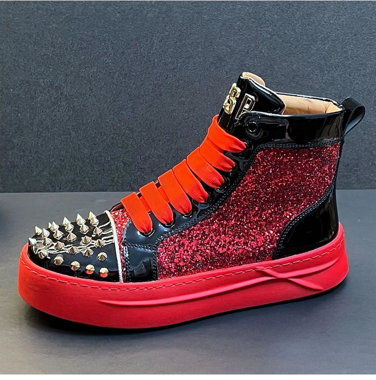 Rhinestone Luxury Designer Sneakers Italy Fashion Men Punk Hip Hop Platform Casual Shoes Trainers Business Wedding Loafers 93