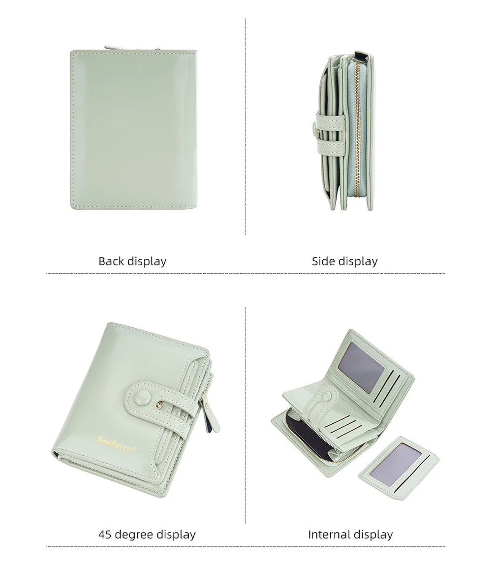 Women's Oiled Waxed Leather Wallet - Buckle Closure, Vertical Zipper Coin Pocket & 6 Card Slots (Heritage Design)