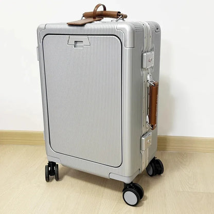 Premium PC Wide Trolley Luggage Front Opening Multi-Functional Women's 20-Inch Boarding Box and Men's 24-Inch Suitcase...
