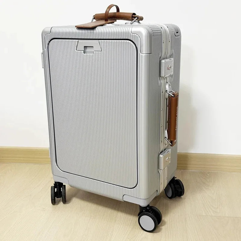 Premium PC Wide Trolley Luggage Front Opening Multi-Functional Women's 20-Inch Boarding Box and Men's 24-Inch Suitcase...