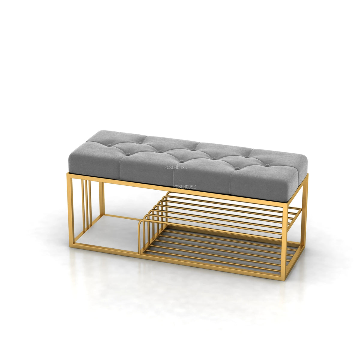 Nordic Iron Shoe Changing Stools Home Living Room Furniture Door Ottomans Light Luxury Cushioned Bench Creative Bed End Stool X - Kimlud