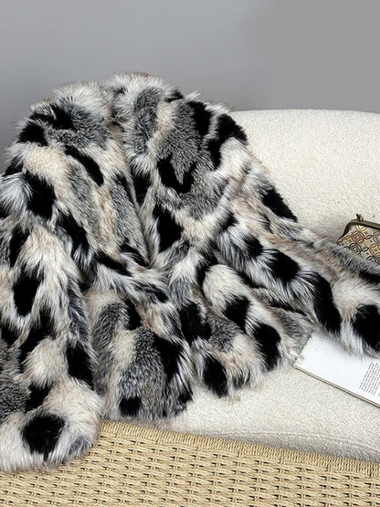 Women's Fur Coat Lapel Panelled Oversized Winter Warm Jacket Autumn Female Long Sleeve Loose Short Tops Chic Lady...