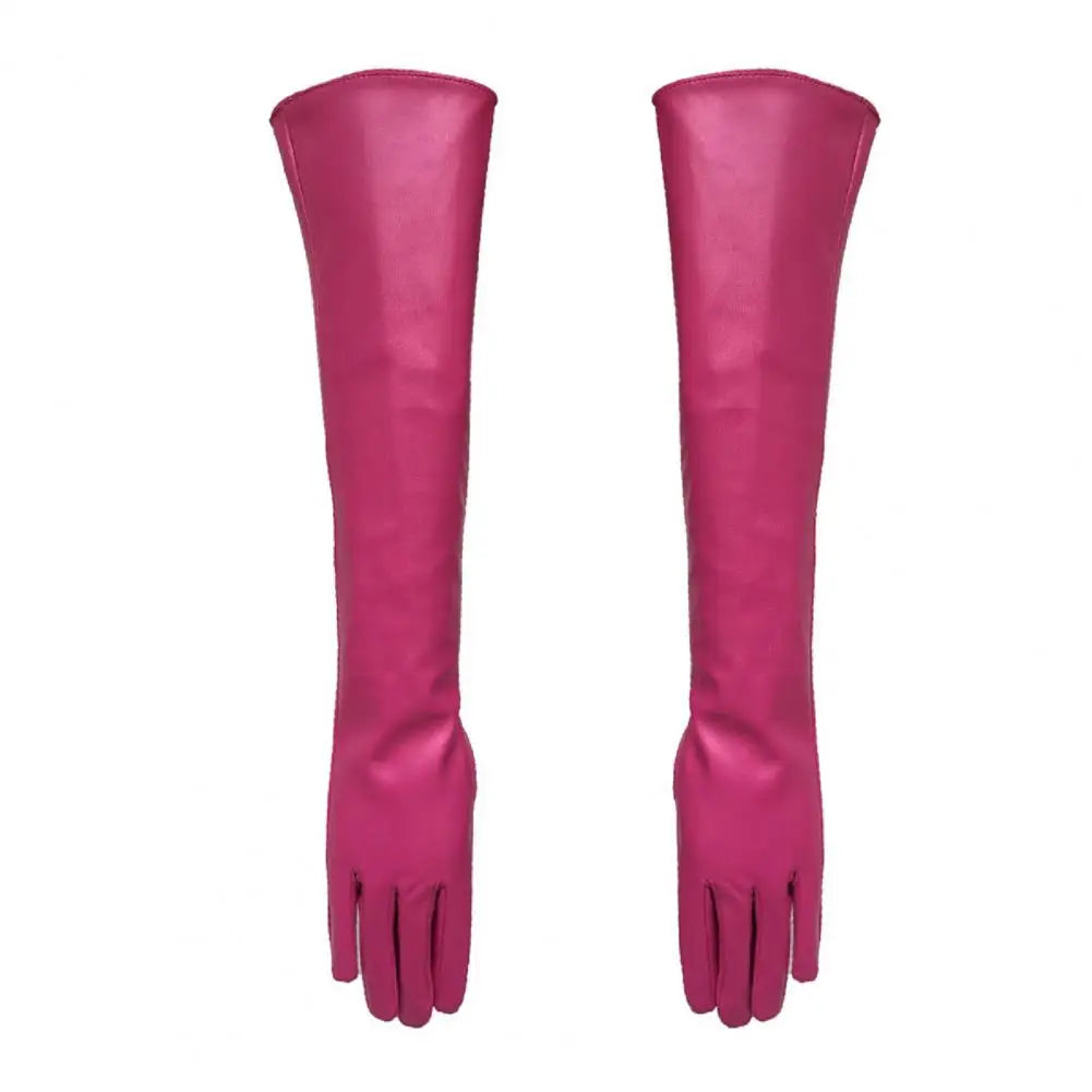 Full Finger Gloves Windproof Dress Gloves Faux Leather Long Arm Gloves Costume Gloves For Dating Gifts