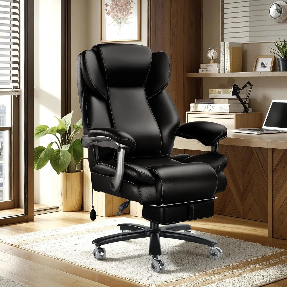 600lbs Big and Tall Office Chair for Heavy People,Heavy Duty Comfy Executive Office Desk Chair with Adjustable Lumbar Support