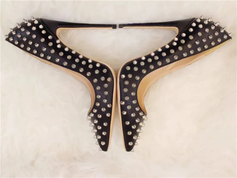 Veowalk Silvet Gold Revits Women Sexy 12cm Pointed Toe High Heels Ladies Shallow Stiletto Pumps Shiny Wedding Party Dress Shoes