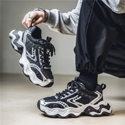 Chunky sneakers four seasons breathable lightweight racing running soft sole comfort non slip fashion student speed sports shoes