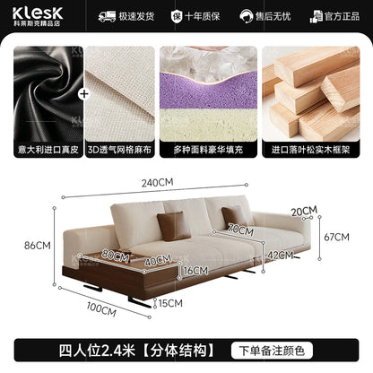 Connery Straight Sofa Linen-cotton Italian Light Luxury Modern Minimalist Living Room Furniture Villa Sofa with Small...