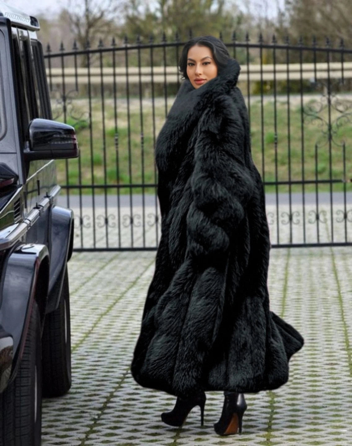 Chic Oriented Women's Faux Grass Outerwear Fashionable Casual Comfort Autumn-Winter Long Solid Color Lapel Faux Grass Coat